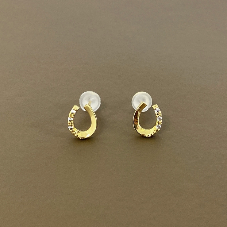 ゴールド | ミニ馬蹄ハーフストーンピアス ホースシュー U型 | FACION
