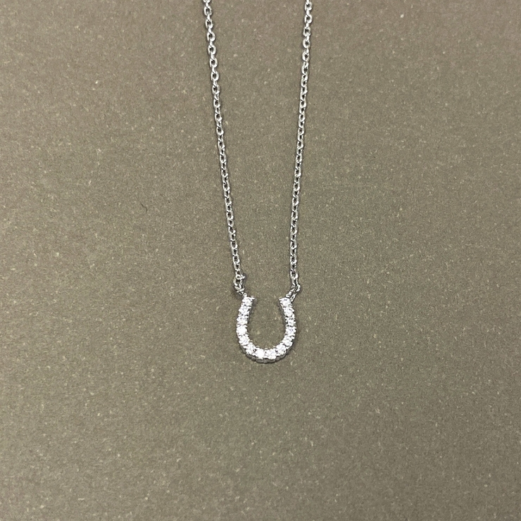 シルバー | ミニ馬蹄ジルコニアネックレス ホースシュー レディース | FACION
