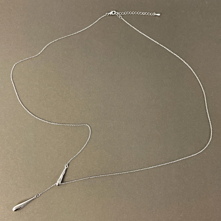 ニュアンスドロップY字ロングネックレス 雫型 涙型 変形 レディース | FACION | 詳細画像2 