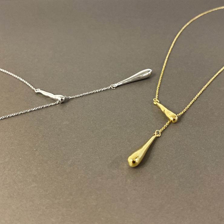 ニュアンスドロップY字ロングネックレス 雫型 涙型 変形 レディース | FACION | 詳細画像4 