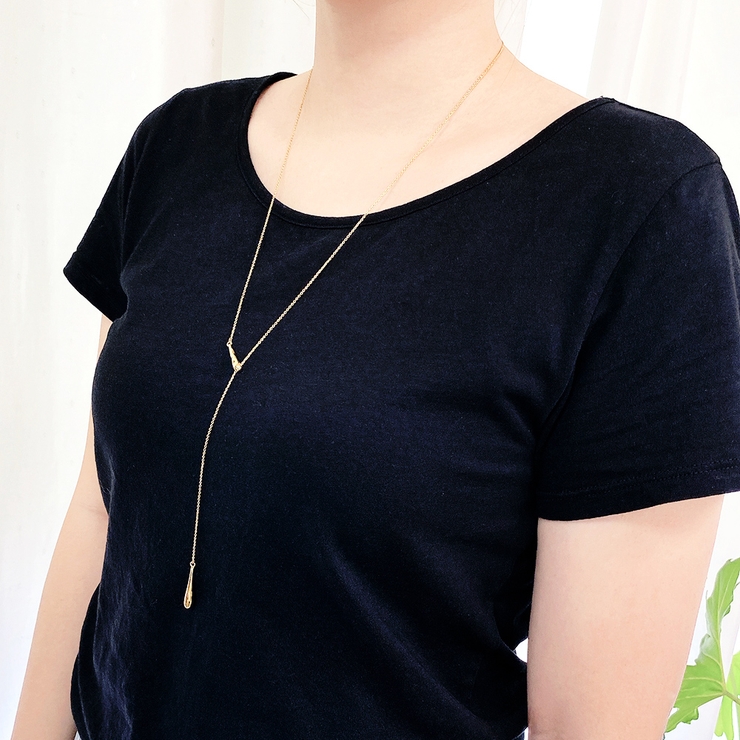 ニュアンスドロップY字ロングネックレス 雫型 涙型 変形 レディース | FACION | 詳細画像7 