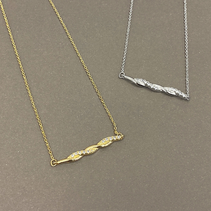 ツイストサイドバーネックレス ジルコニア 変形 レディース ペンダント | FACION | 詳細画像1 