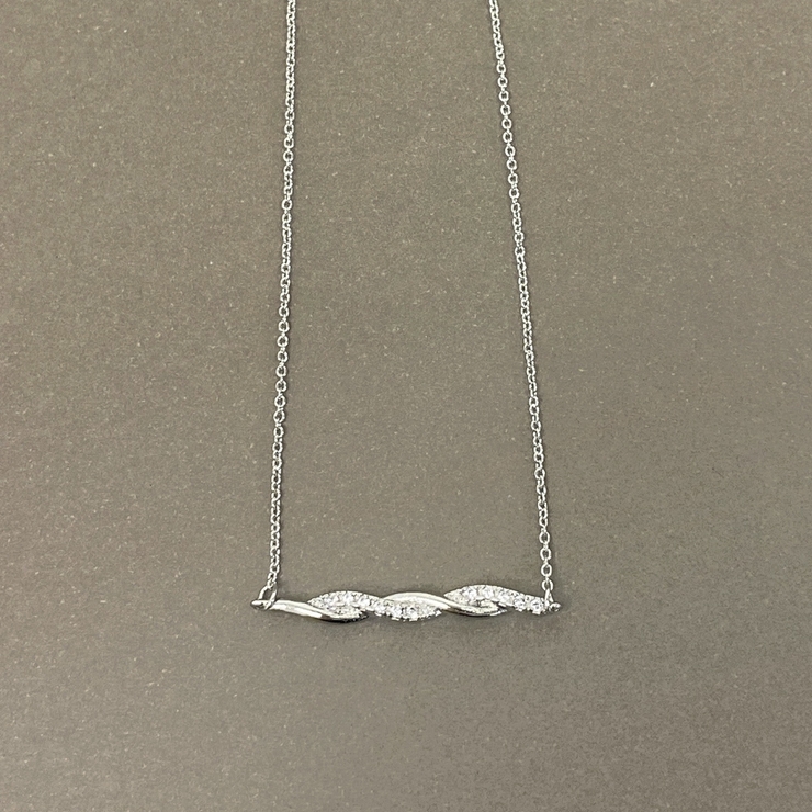 シルバー | ツイストサイドバーネックレス ジルコニア 変形 レディース ペンダント | FACION