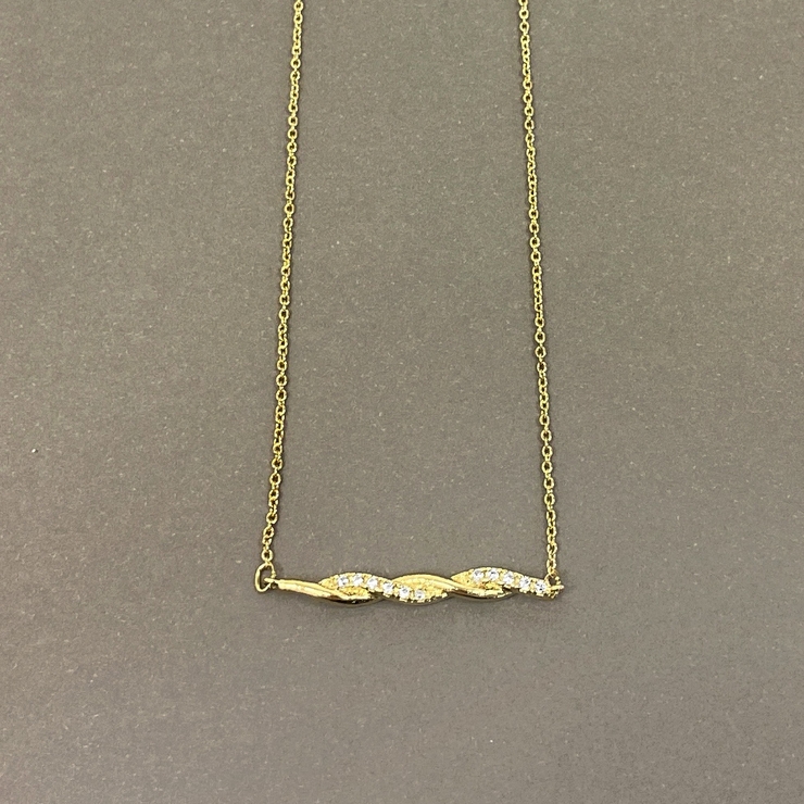 ゴールド | ツイストサイドバーネックレス ジルコニア 変形 レディース ペンダント | FACION