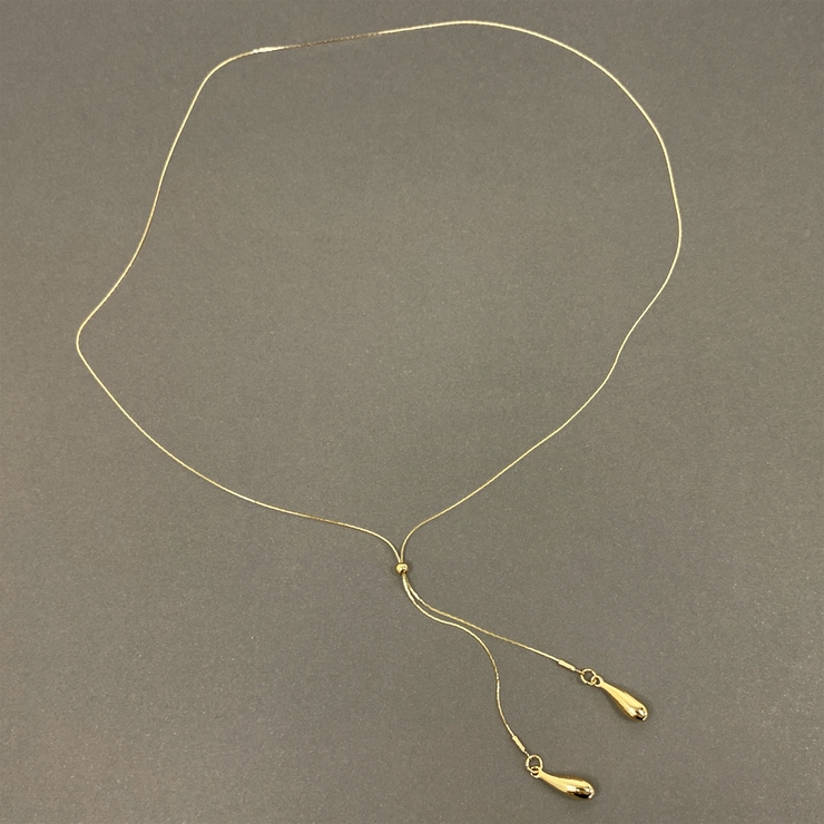 ゴールド | ダブルドロップスライドチェーンネックレス 雫型 涙型 ロング レディース | FACION