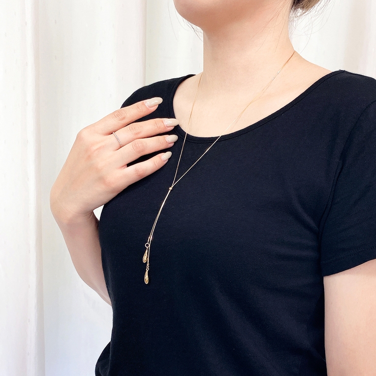 ダブルドロップスライドチェーンネックレス 雫型 涙型 ロング レディース | FACION | 詳細画像8 