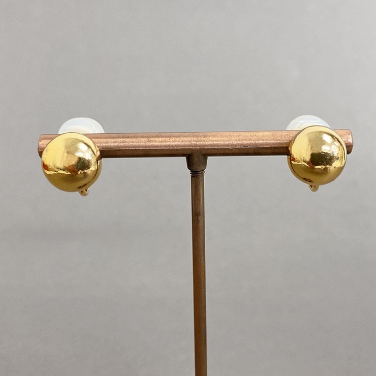 ゴールド | ラウンドメタルドームイヤリング イヤーカフ ノンホールピアス | FACION