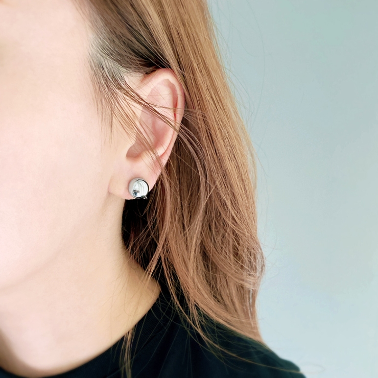 ラウンドメタルドームイヤリング イヤーカフ ノンホールピアス | FACION | 詳細画像9 
