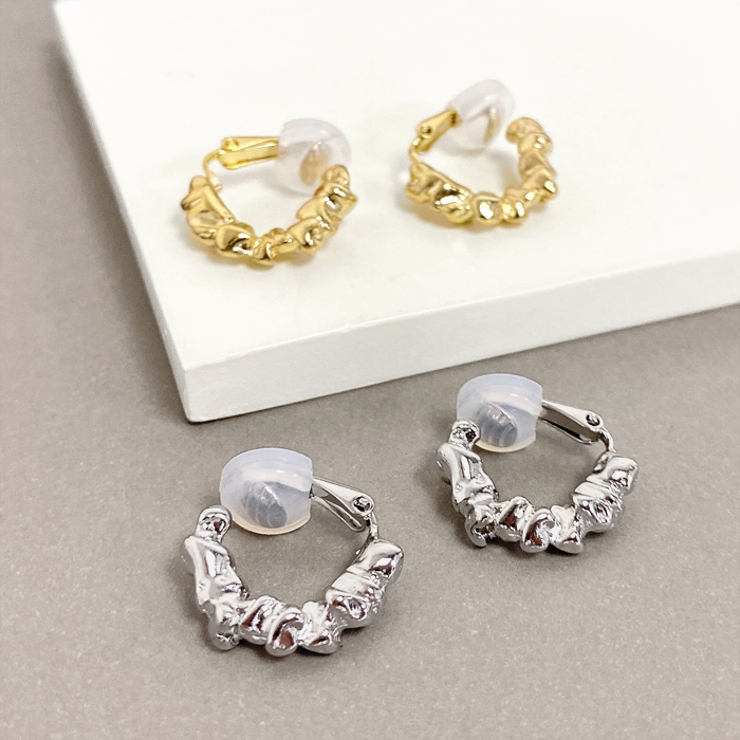 クラッシュメタルフープイヤリング イヤーカフ ノンホールピアス | FACION | 詳細画像5 