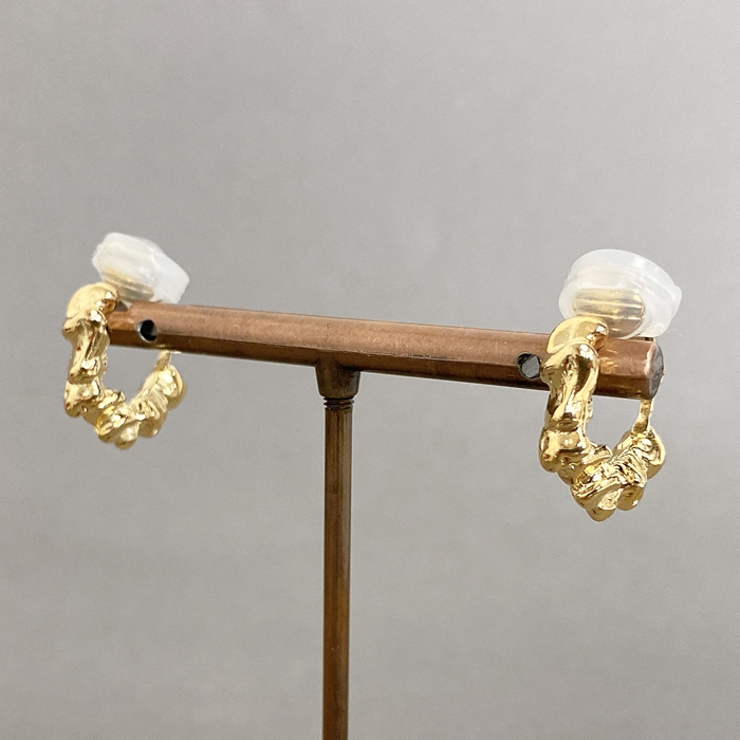 ゴールド | クラッシュメタルフープイヤリング イヤーカフ ノンホールピアス | FACION