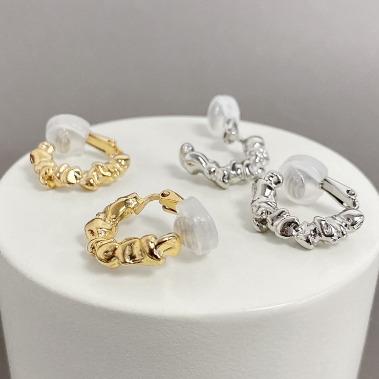 クラッシュメタルフープイヤリング イヤーカフ ノンホールピアス | FACION | 詳細画像3 