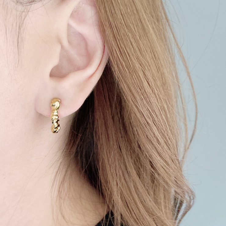 クラッシュメタルフープイヤリング イヤーカフ ノンホールピアス | FACION | 詳細画像8 