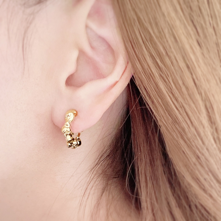 クラッシュメタルフープイヤリング イヤーカフ ノンホールピアス | FACION | 詳細画像9 