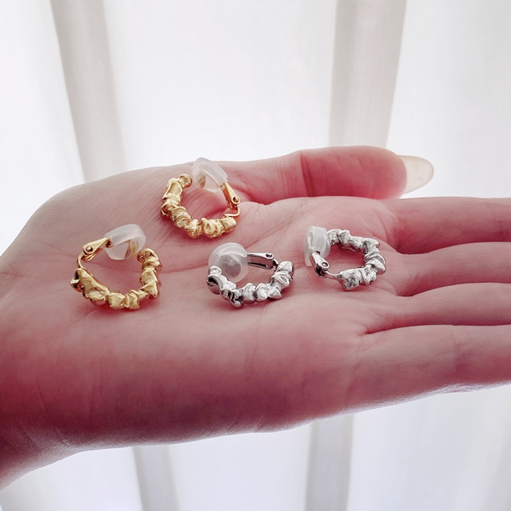 クラッシュメタルフープイヤリング イヤーカフ ノンホールピアス | FACION | 詳細画像10 