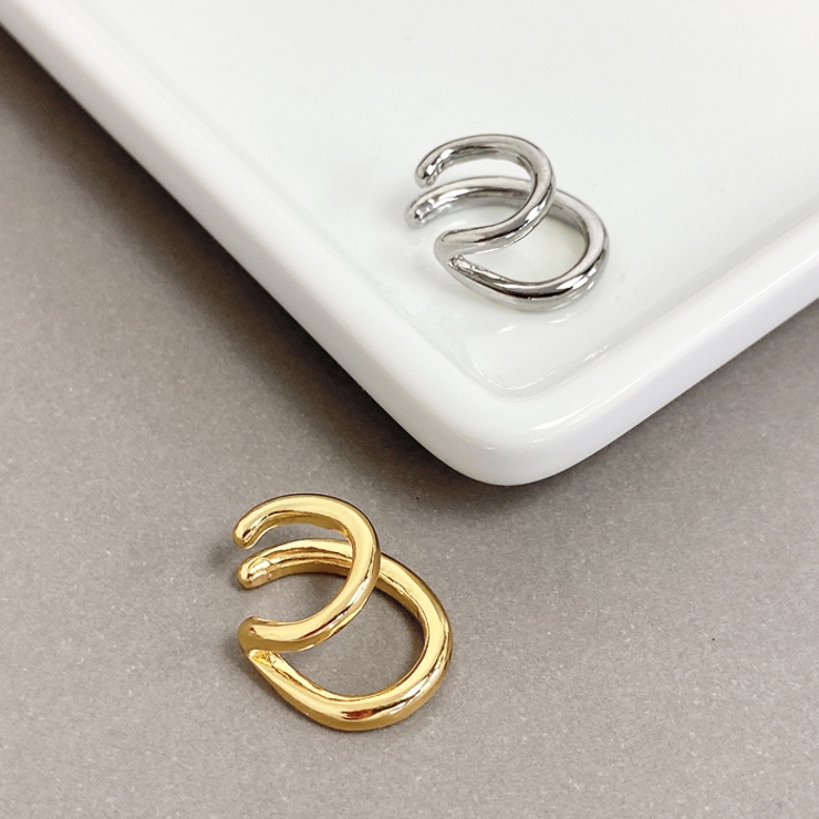 ミニ2連リングフープイヤーカフ 片耳用 軟骨ピアス | FACION | 詳細画像4 