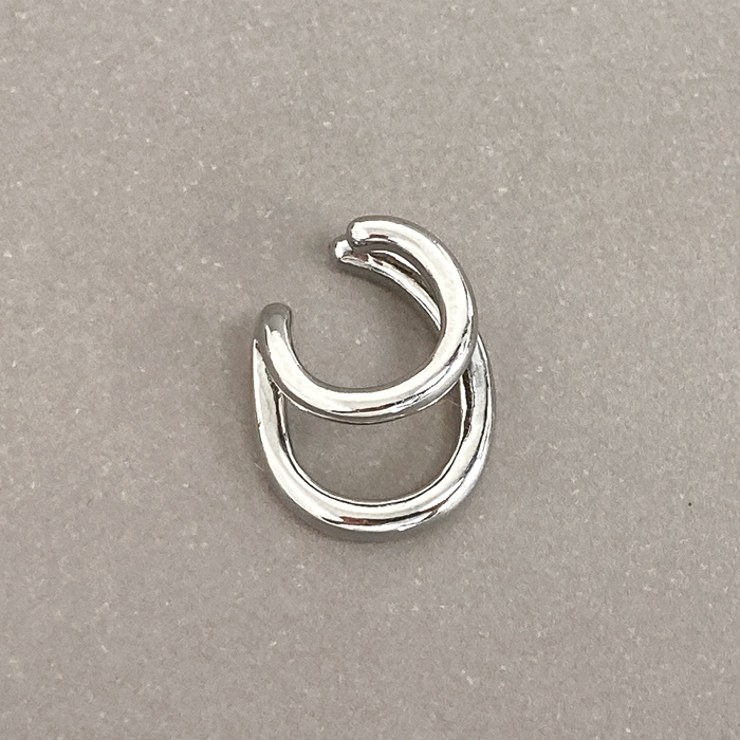 シルバー | ミニ2連リングフープイヤーカフ 片耳用 軟骨ピアス | FACION