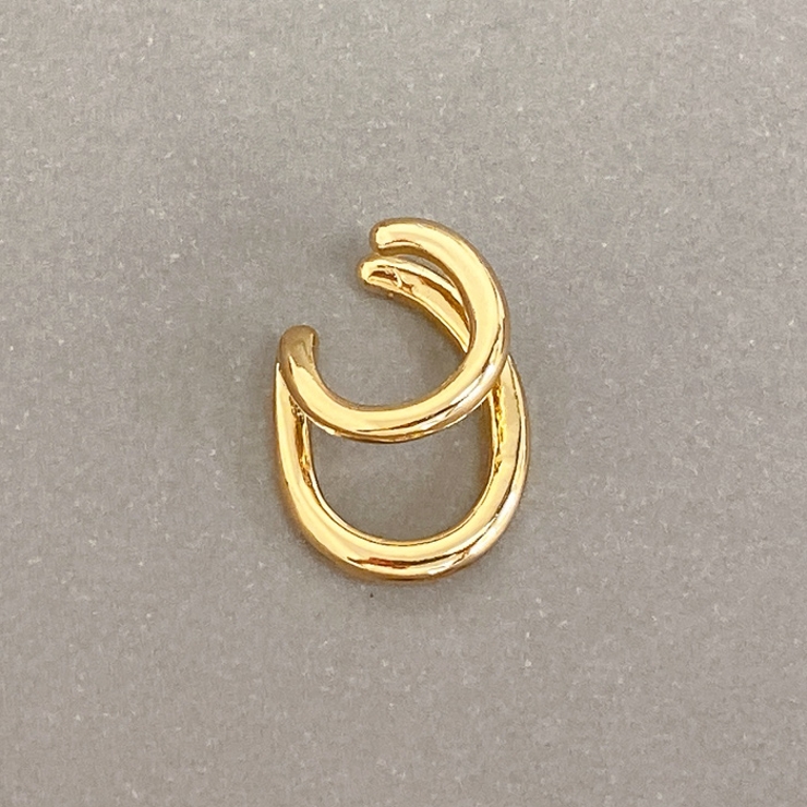 ゴールド | ミニ2連リングフープイヤーカフ 片耳用 軟骨ピアス | FACION