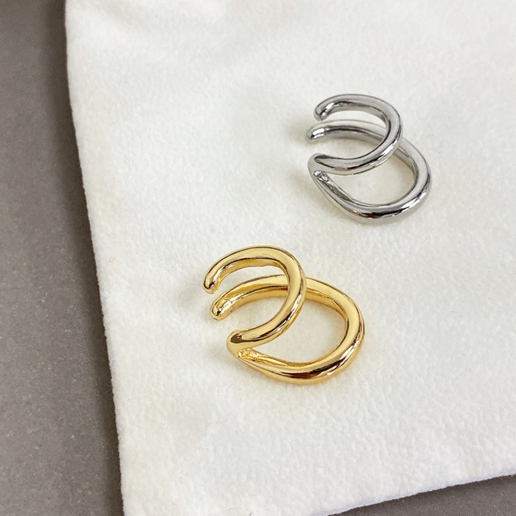 ミニ2連リングフープイヤーカフ 片耳用 軟骨ピアス | FACION | 詳細画像2 