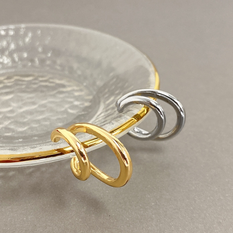 ミニ2連リングフープイヤーカフ 片耳用 軟骨ピアス | FACION | 詳細画像1 