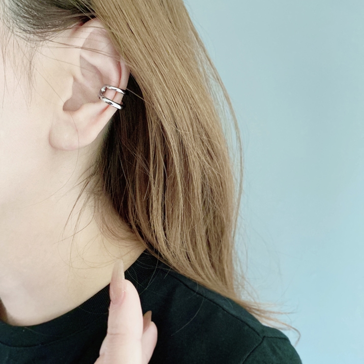 ミニ2連リングフープイヤーカフ 片耳用 軟骨ピアス | FACION | 詳細画像8 