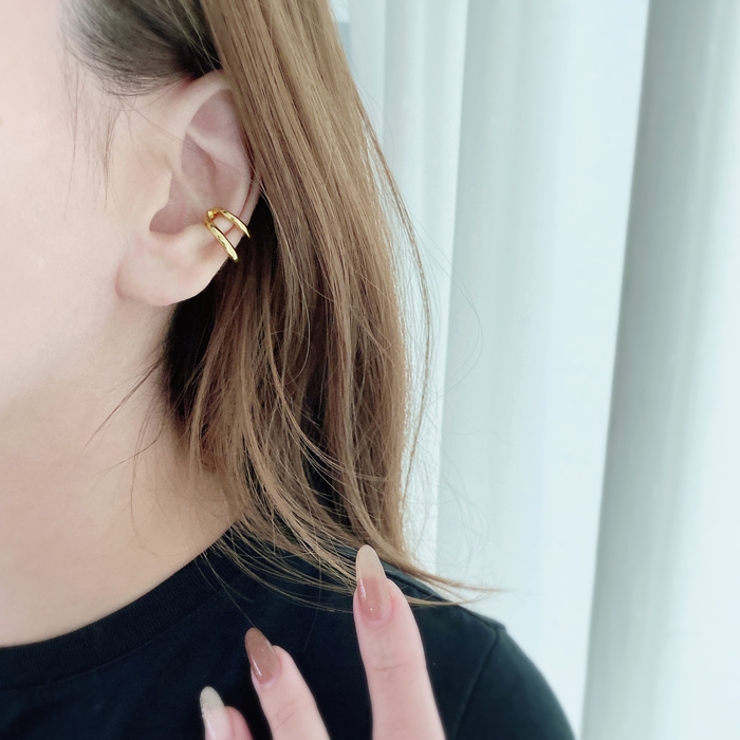 ミニ2連リングフープイヤーカフ 片耳用 軟骨ピアス | FACION | 詳細画像9 