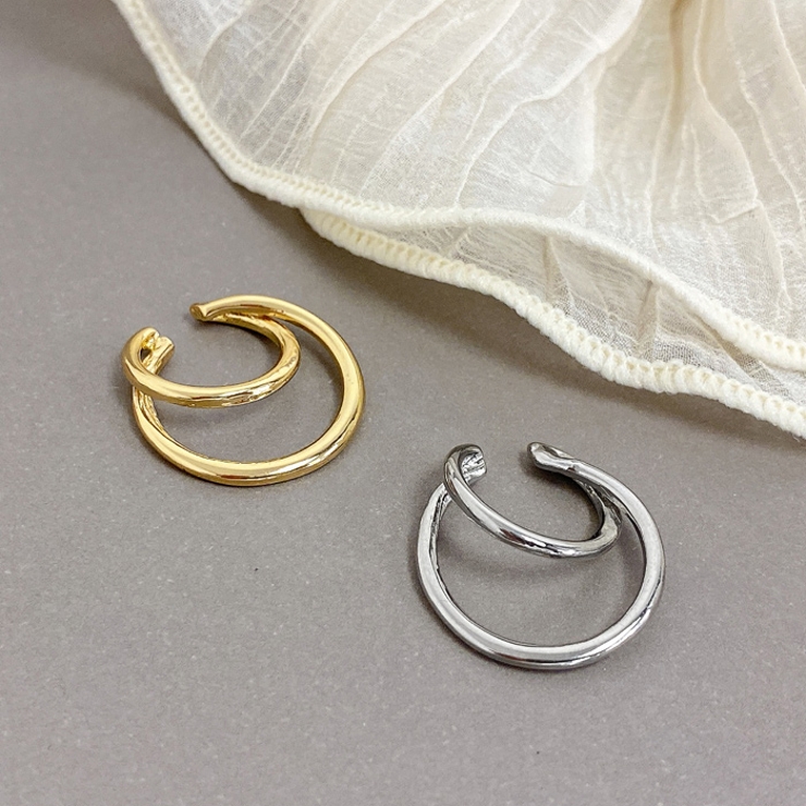 レイヤードメタルリングフープイヤーカフ 片耳用 軟骨ピアス | FACION | 詳細画像4 