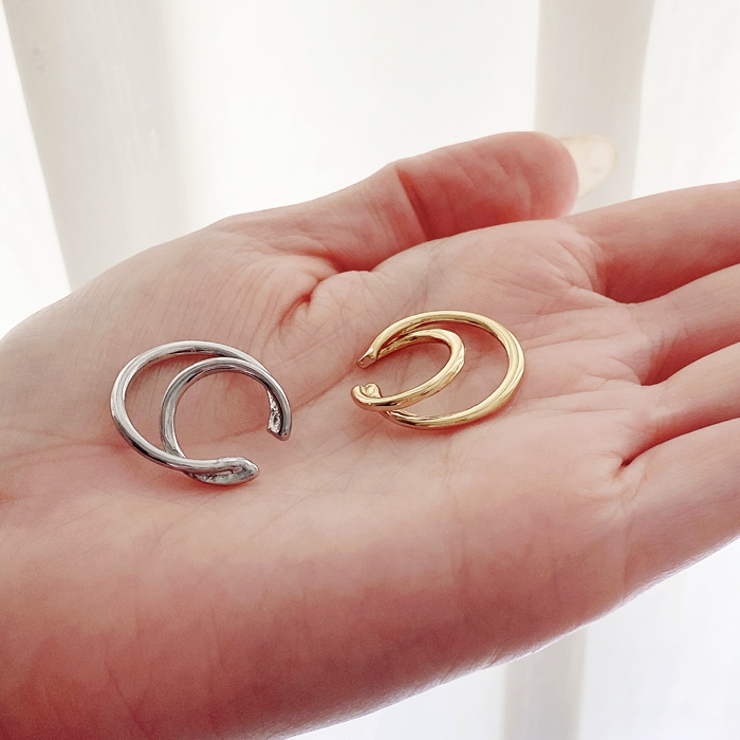 レイヤードメタルリングフープイヤーカフ 片耳用 軟骨ピアス | FACION | 詳細画像10 