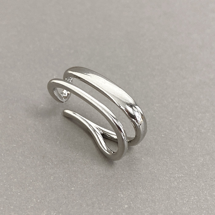 シルバー | ダブルラインメタルイヤーカフ 片耳用 軟骨ピアス | FACION