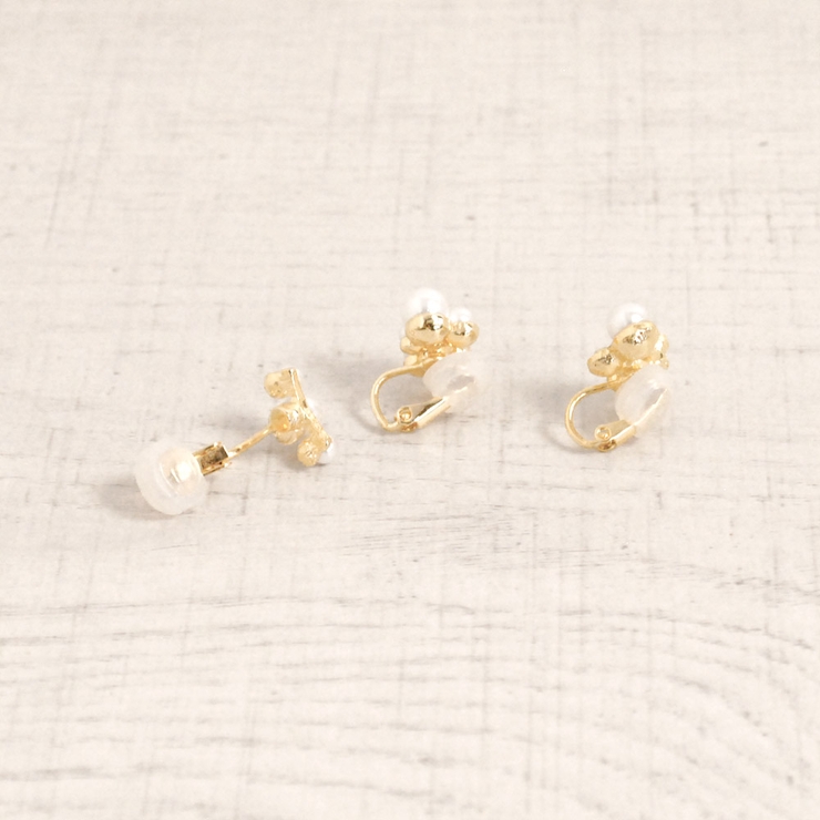 片耳用 クリップ式パールイヤーカフ 軟骨ピアスイヤリングゴールド | FACION | 詳細画像3 