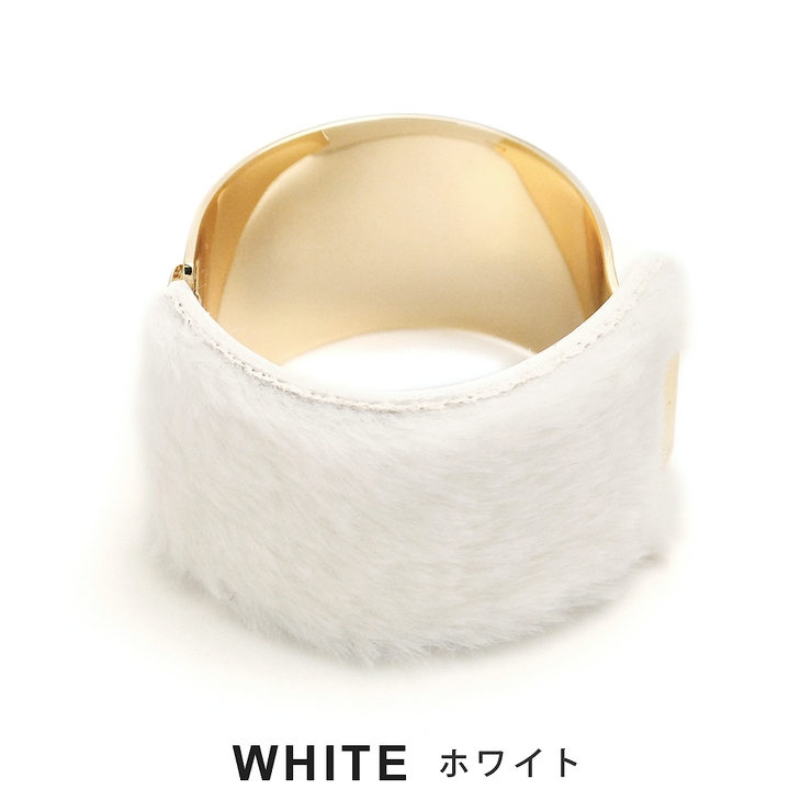 メタルカーブプレートファーブレスレット バングル フェイクファー | FACION | 詳細画像2 