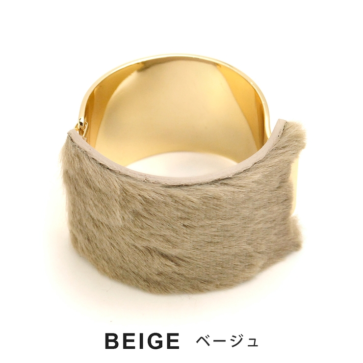 メタルカーブプレートファーブレスレット バングル フェイクファー | FACION | 詳細画像3 