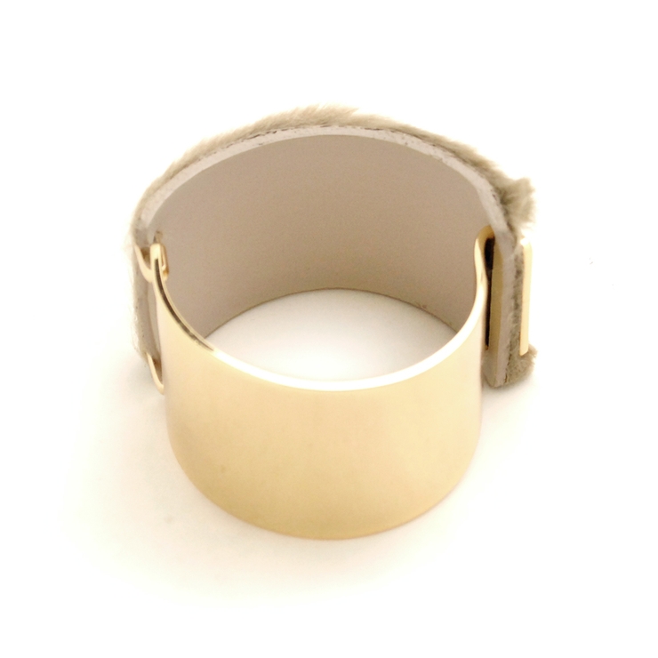 メタルカーブプレートファーブレスレット バングル フェイクファー | FACION | 詳細画像7 