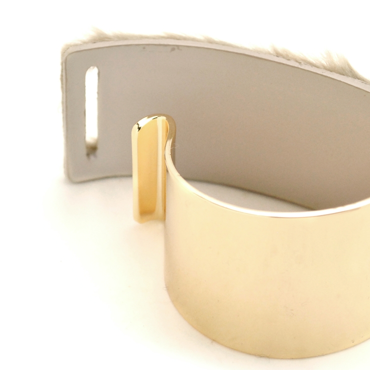 メタルカーブプレートファーブレスレット バングル フェイクファー | FACION | 詳細画像9 