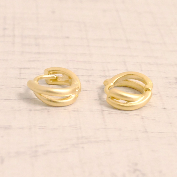 ゴールド | 2連ミニフープワンタッチピアス開閉式シルバー ゴールド プチプラ韓国 | FACION
