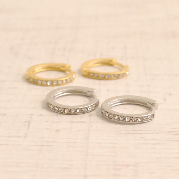 ストーンラインフープワンタッチピアス 開閉式 マット | FACION | 詳細画像1 