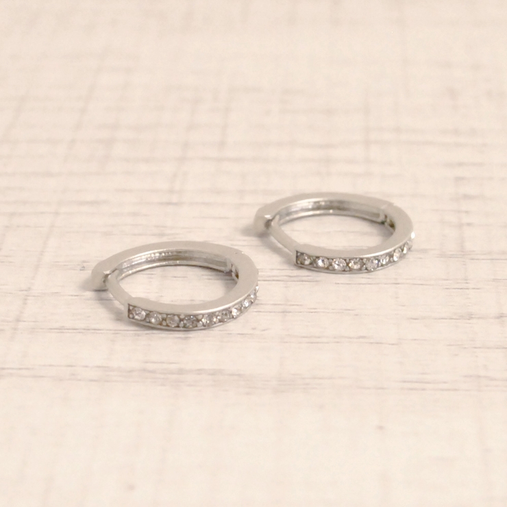 シルバー | ストーンラインフープワンタッチピアス 開閉式 マット | FACION