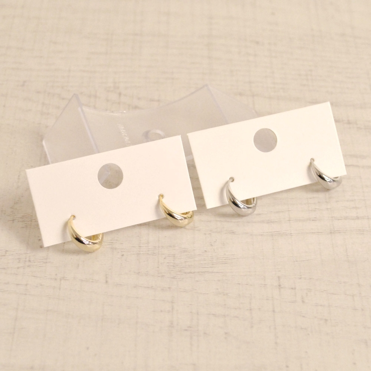 メタルドロップミニフープ開閉式ワンタッチピアス プチプラシルバーゴールド | FACION | 詳細画像1 
