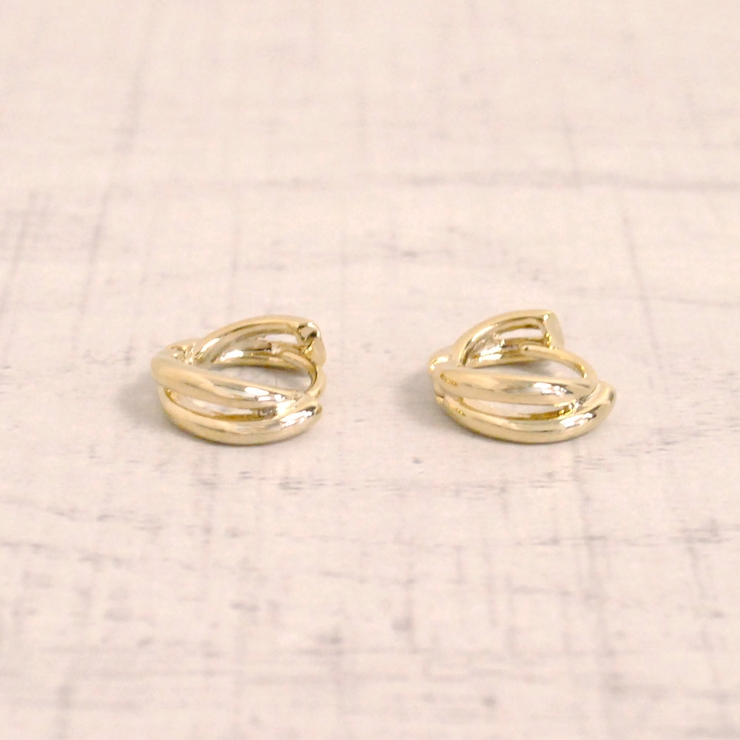 ゴールド | ツイスト2連フープワンタッチピアス プチプラ開閉式シルバーゴールド | FACION