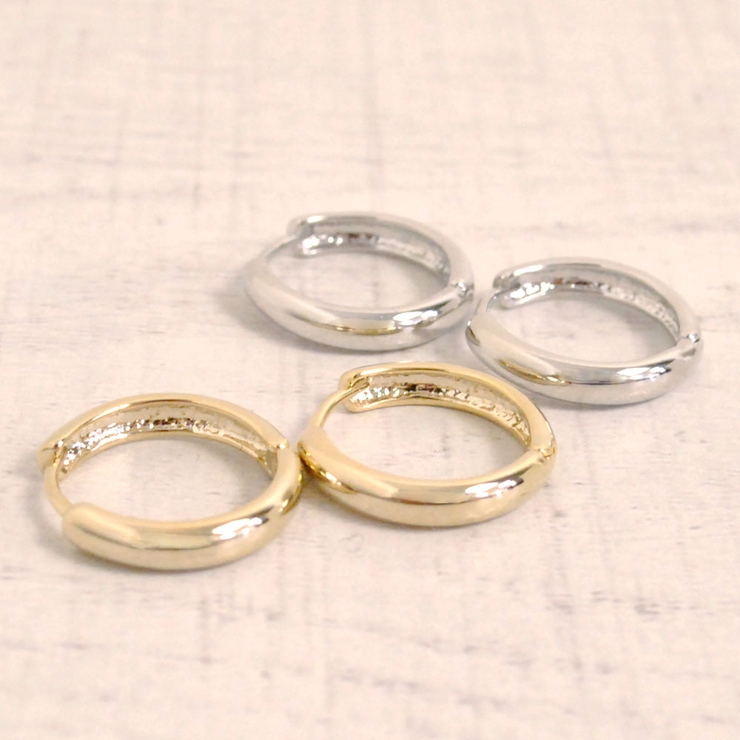 スリムリングフープワンタッチピアス開閉式プチプラメタルシルバーゴールド | FACION | 詳細画像1 