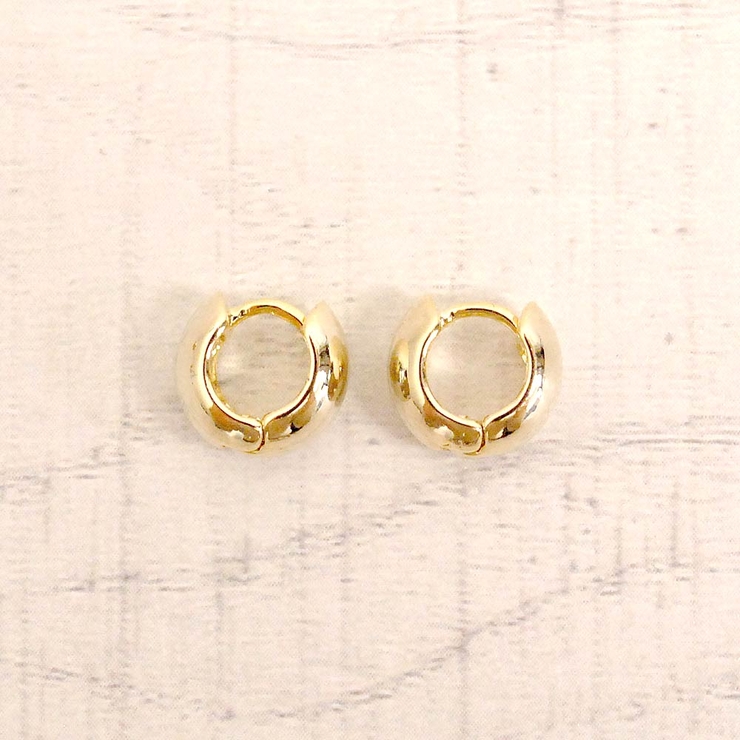 ゴールド 10mm | 幅広ロールワンタッチフープピアス  開閉式プチプラメタルシルバーゴールド | FACION