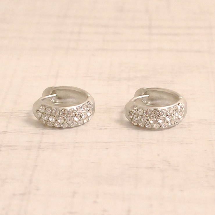 シルバー | パヴェストーンフープワンタッチピアス 開閉式 シルバー | FACION