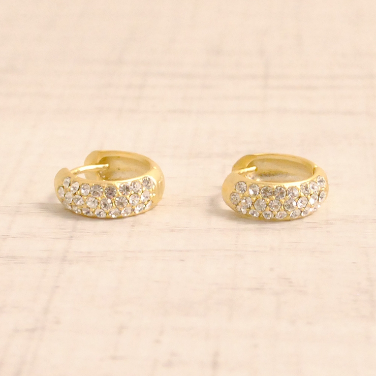 ゴールド | パヴェストーンフープワンタッチピアス 開閉式 シルバー | FACION