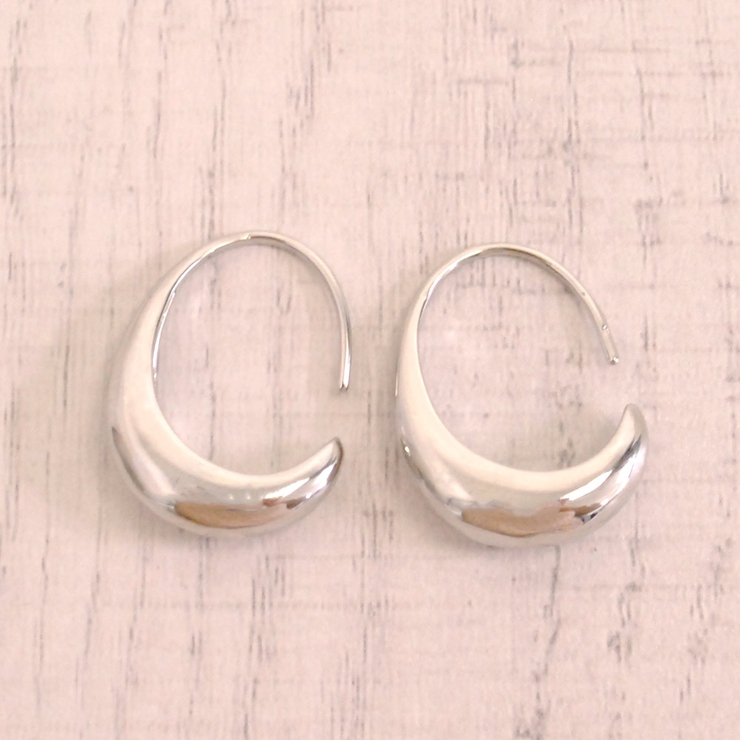 シルバー | ドロップメタルフープピアス カーブ インパクト | FACION