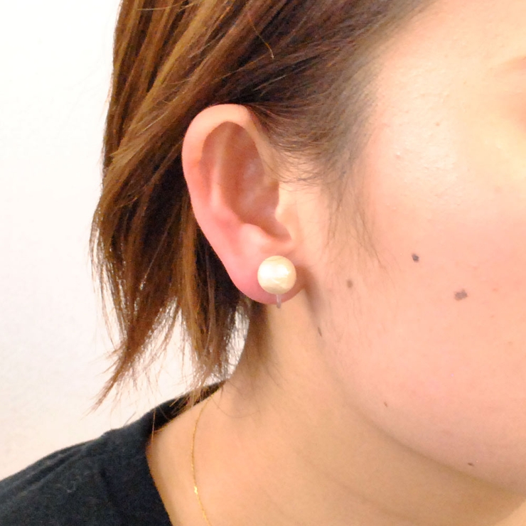 コットンパールリバーシブル樹脂イヤリング 大珠 ノンホールピアス | FACION | 詳細画像7 