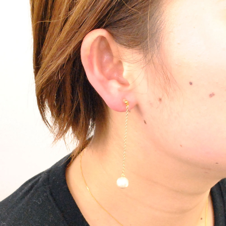 8mmコットンパールチェーン樹脂イヤリングノンホールピアス 真珠 入学式 | FACION | 詳細画像5 