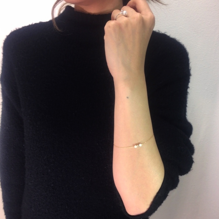 パールデザインチェーンブレスレット 華奢 スリム | FACION | 詳細画像9 