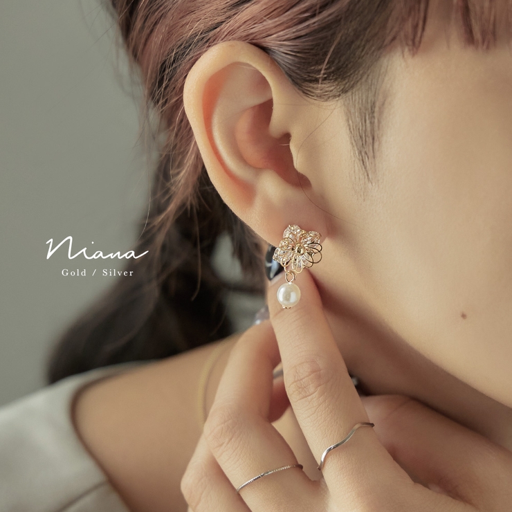 niana ニアナ ビジューフラワーパールピアス | Fashion Letter | 詳細画像1 