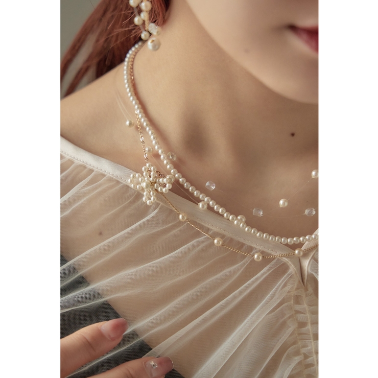 niana ニアナ クリアスレッドパールフラワーモチーフネックレス | Fashion Letter | 詳細画像3 