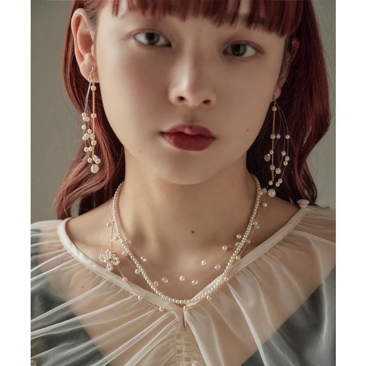 niana ニアナ クリアスレッドパールフラワーモチーフネックレス | Fashion Letter | 詳細画像4 