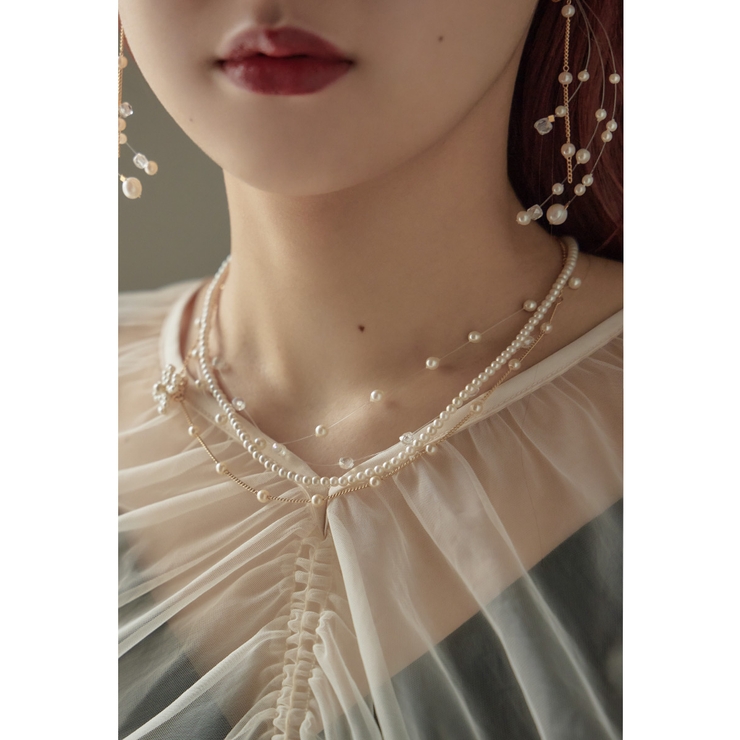 niana ニアナ クリアスレッドパールフラワーモチーフネックレス | Fashion Letter | 詳細画像5 